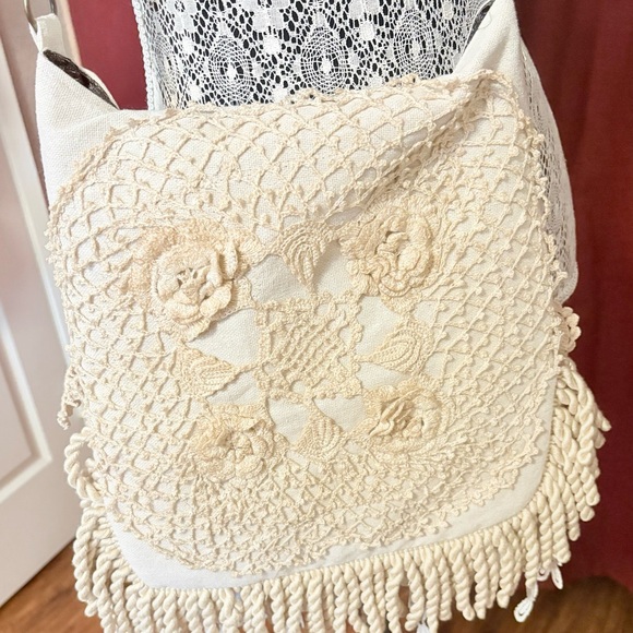 Antique Lace Layered Shabby Chic Bag Ruffle Purse Crossbody Shoulder Adj Strap - Picture 9 of 12